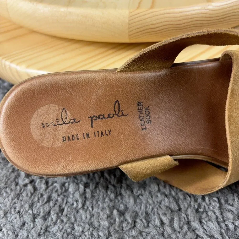 Mila Paoli Sandals Womens Size 10.5 Suede Strappy Open Toe Shoe Made in Italy